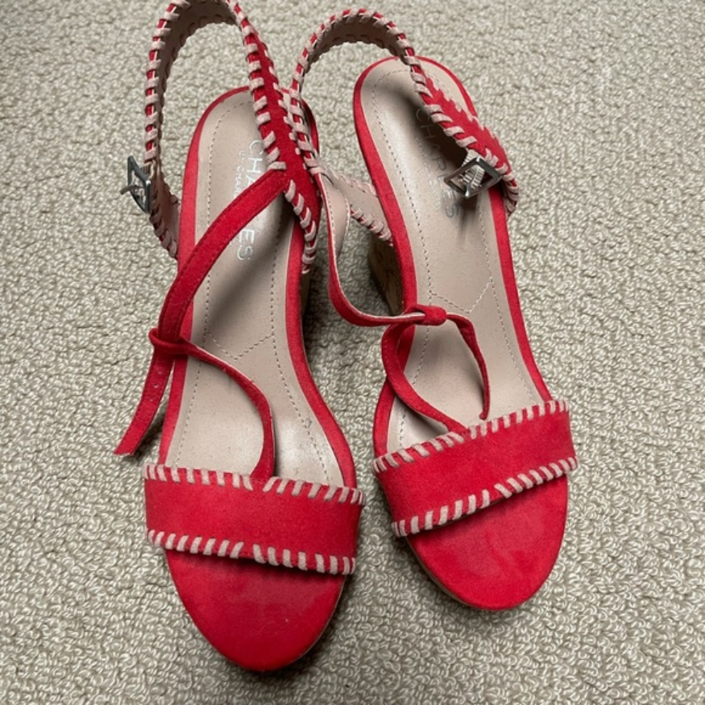 Red‎ Charles David cork wedges sz 7.5